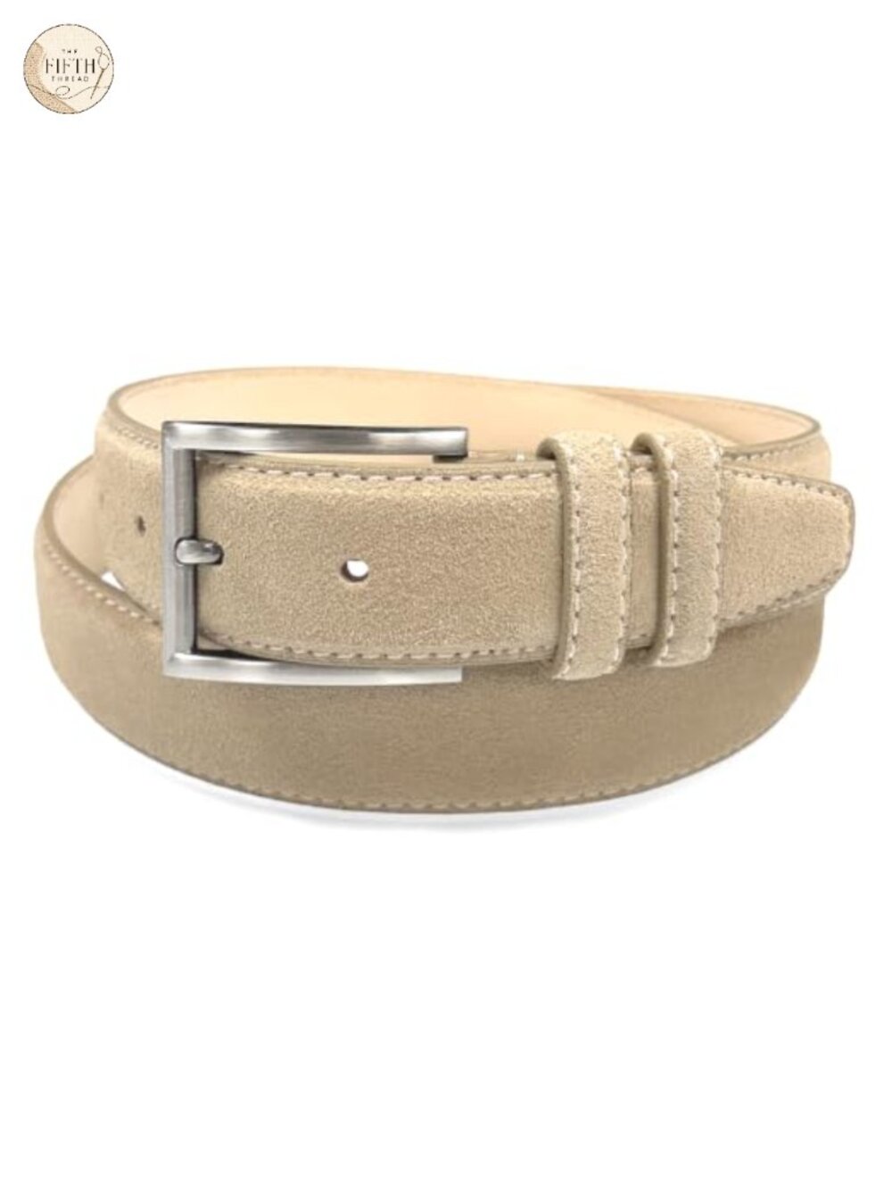 Genuine Suede Leather Belt 35mm Casual Dress Belt Stitched Edges